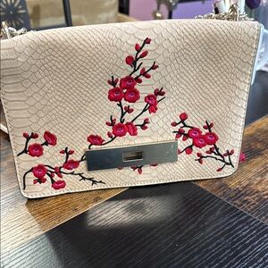 Sakura Cherry Blossom Embroidered Elegant Beige Bag
